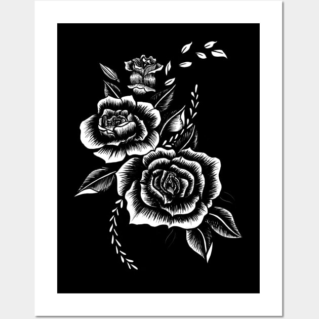 Black and white roses Wall Art by evelynggart